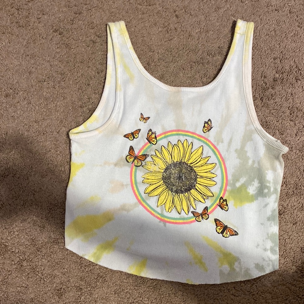 Sunflower and butterfly crop top